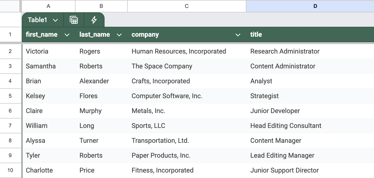 Attendees report in Excel