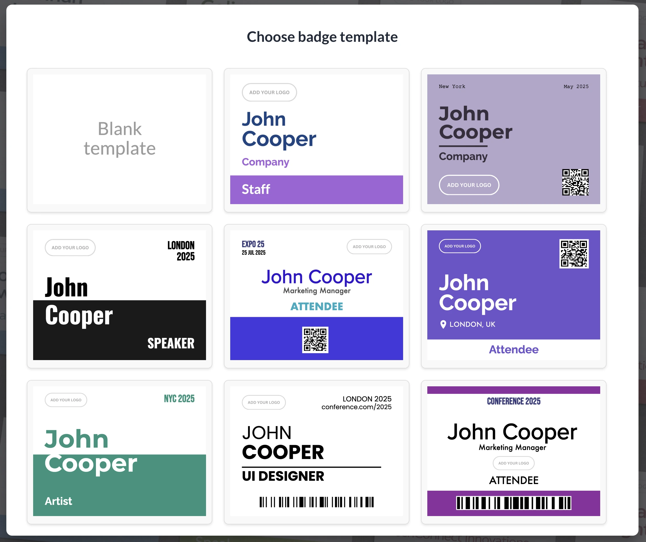 Select a badge template
