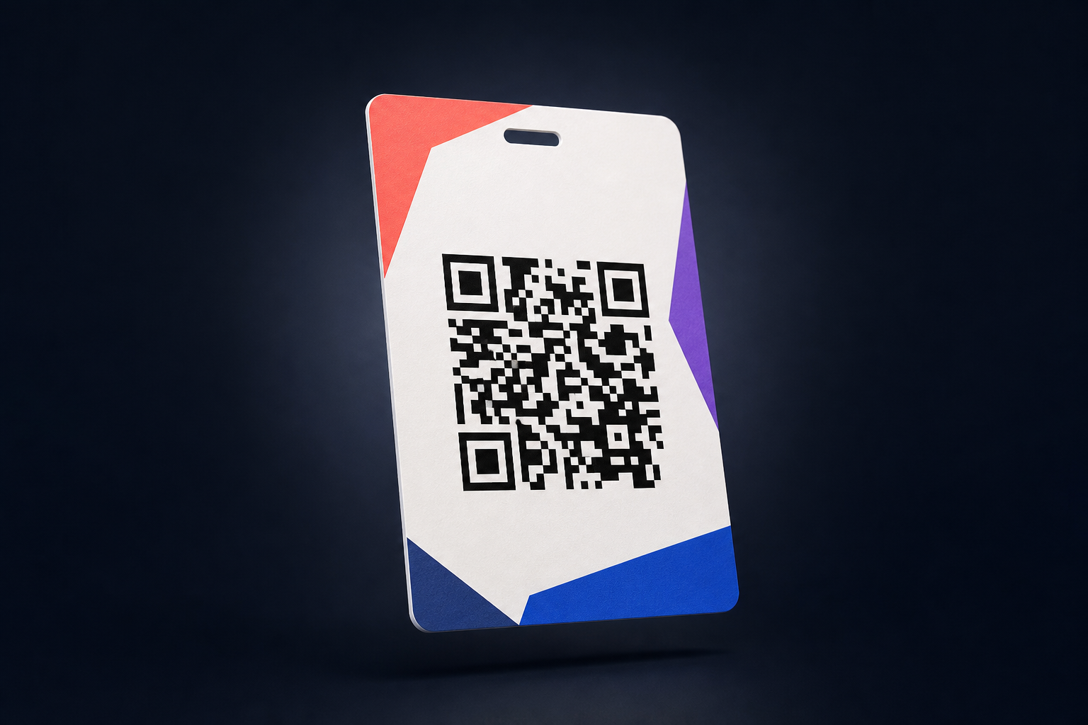 QR code on a conference badge being scanned with a smartphone